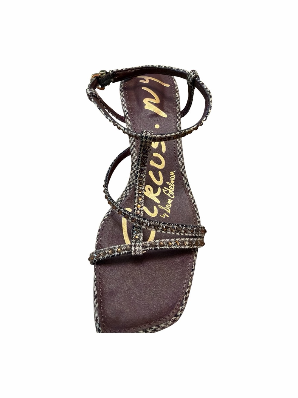 Circus by Sam Edelman Jaida Glitz Rhinestone T-Strap Kitten Heel Sandals 7 - Picture 3 of 8